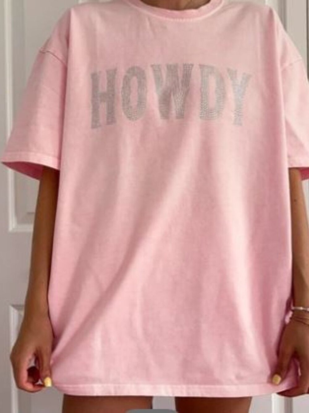Sunkissed Coconut Pink Howdy Sweatshirt Large Western Cowboy  Nightshirt